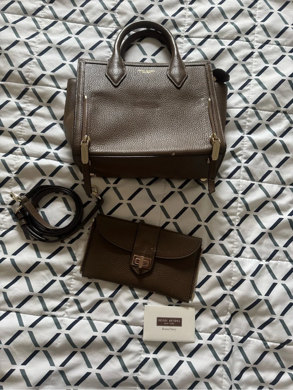 Henri Bendel Convertible Rivingtin Mini Tote in Brown Pebbled Leath…